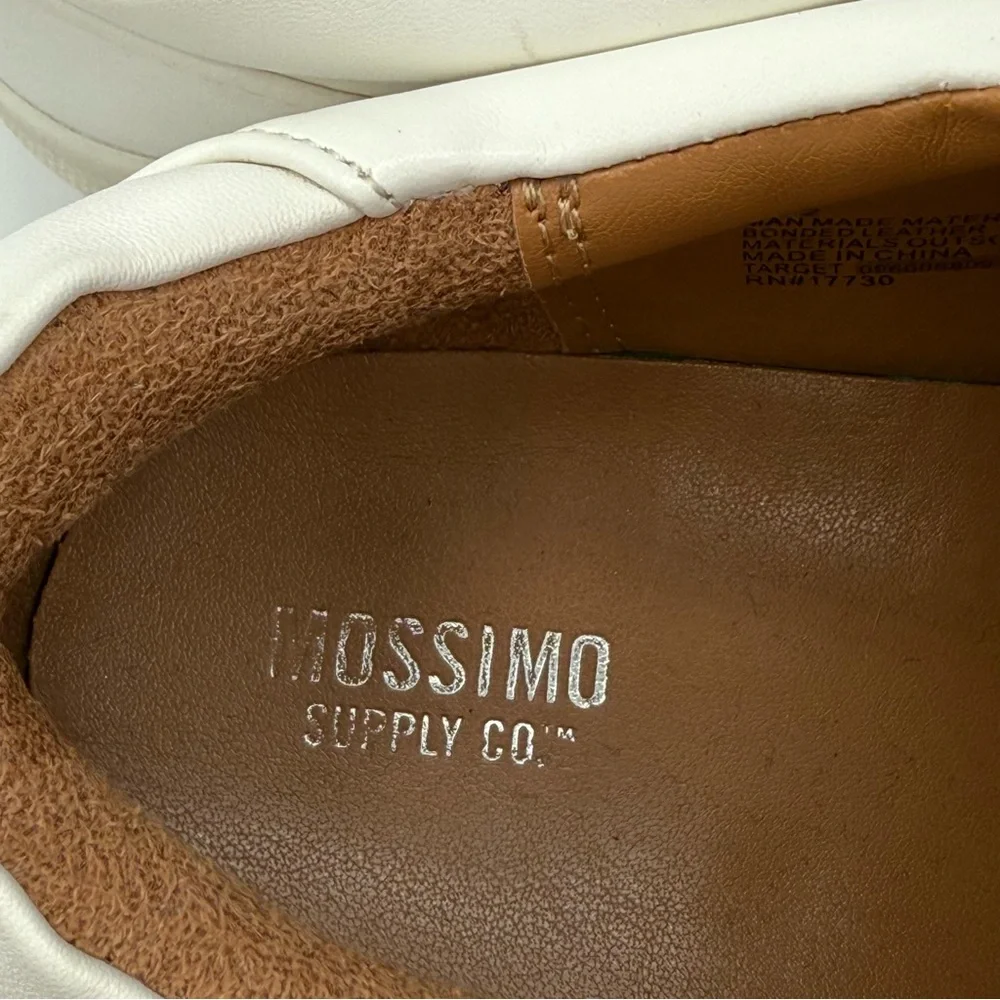 Mossimo Supply Co. Abbie Leather Slip On White Sneakers With Faux Fur Pompom - Picture 8 of 14